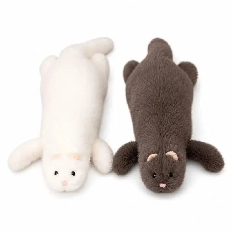 Soft Plush Ferret Plush Pillow Fluffy Texture Dense Stitching Long Ferret Cushion Cute Expression Plush Animal Pillow