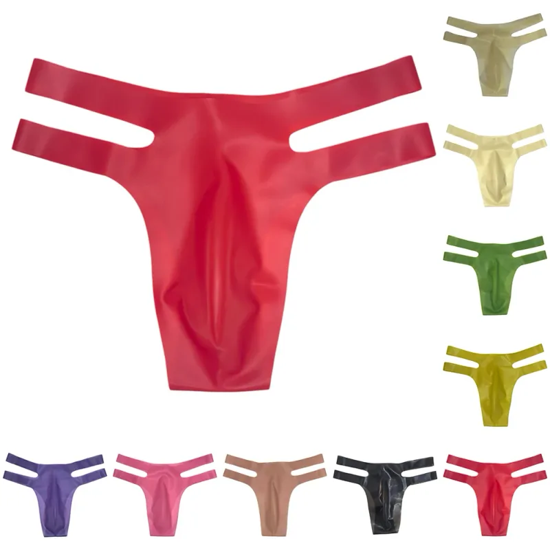 Mens Latex Briefs Sissy Seamless Brazilian Underwear Low Waist Erotic Underpants
