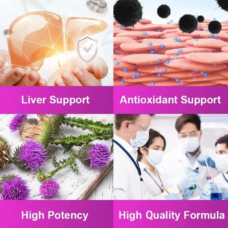 Milk Thistle Extract 1000mg - Gluten-Free Non-GMO Antioxidant Supplements for Healthy Skin Liver Detox Digestion Immune