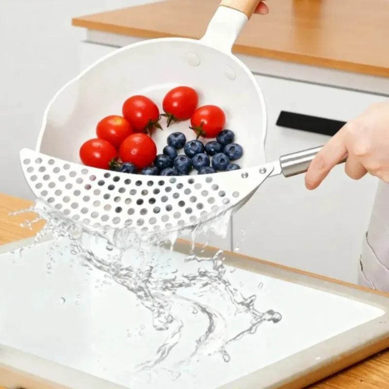 1PCS Stainless Steel Handheld Skimmer Oil Splash Guard Pot Residue Filter Semi-Circular Drain Strainer