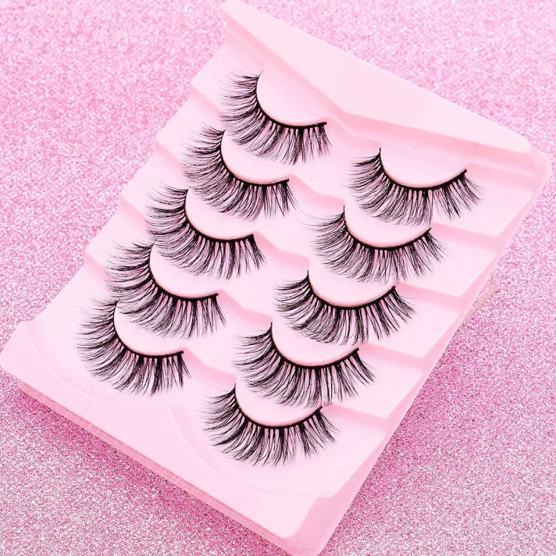 5 Ζεύγη βλεφαρίδων Cat Eye Faux Βλεφαρίδες Βιζόν Βλεφαρίδες με φτερωτό τέλος μακριές βλεφαρίδες Φυσικές μακριές βλεφαρίδες Manga Ψεύτικες βλεφαρίδες Μακιγιάζ