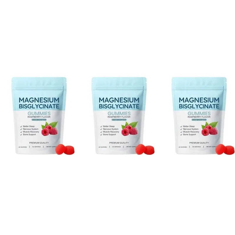Magnesium Bisglycinate Gummies Support Daily Sleep Quality Help Maintain Nervous System Health Assist Muscle Recovery 60 Gummies