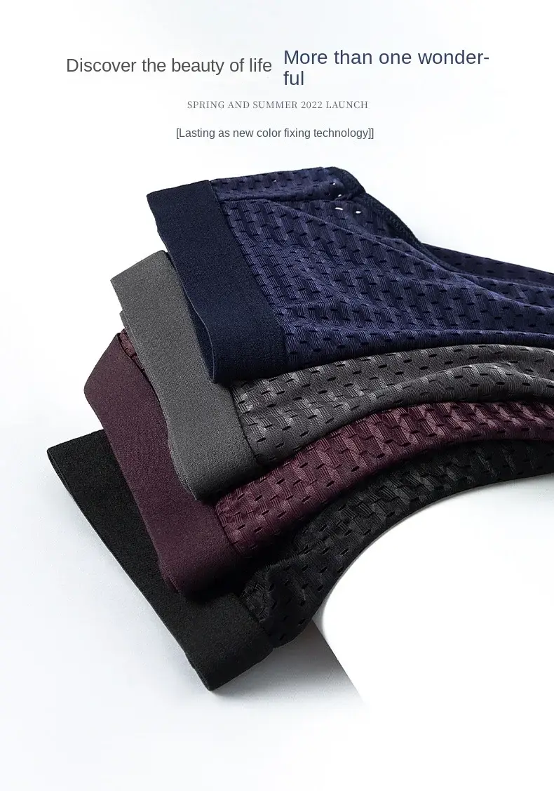 Chắc Chắn Nam Mùa Hè Băng Lụa Quần Lót Boxershorts Quần Đùi Quần Lót Thoáng Khí Sợi Carbon Tre Chống Vi Khuẩn Rỗng Quần Lót