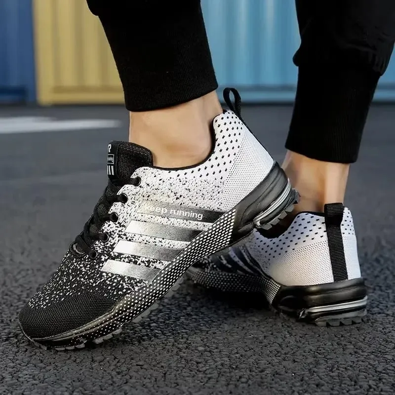 Best Seller! Men's Trendy Knitted Running Shoes Breathable Light Sneakers Anti-Slip Outdoor Casual Mens Shoes Zapatillas Hombre