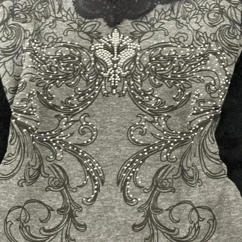 Punk Hottie Vintage Diamonds Print Camisole Vest Women American Sexy Outerwear Slim Patchwork Lace Tanks Gothic Y2k Crop Tops