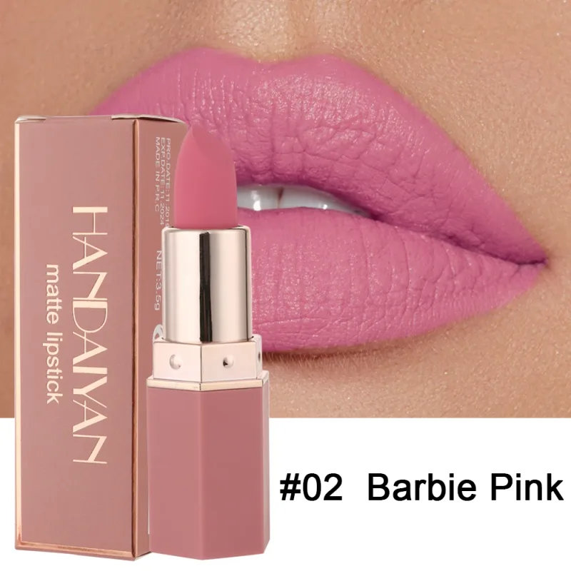 Batom hidratante fosco 6 tons de longa duração, sem transferência, brilho labial nude, cosméticos HANDAIYAN para mulheres