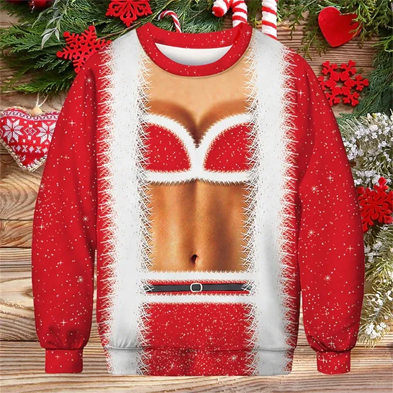 Suéter feo de Navidad, sudaderas divertidas con estampado 3D de patrón muscular para hombres, nueva moda, jersey, disfraz de fiesta, regalo de Navidad — image 7