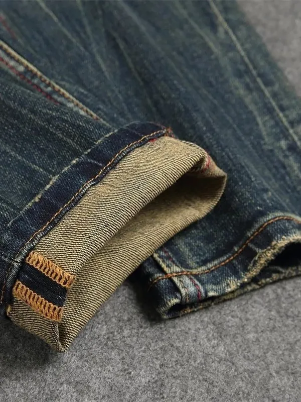 Spring/Autumn Fashion Trendy American Retro Straight Leg Stretch Denim Jeans Men's Casual Loose Fit Sports High Quality Jeans