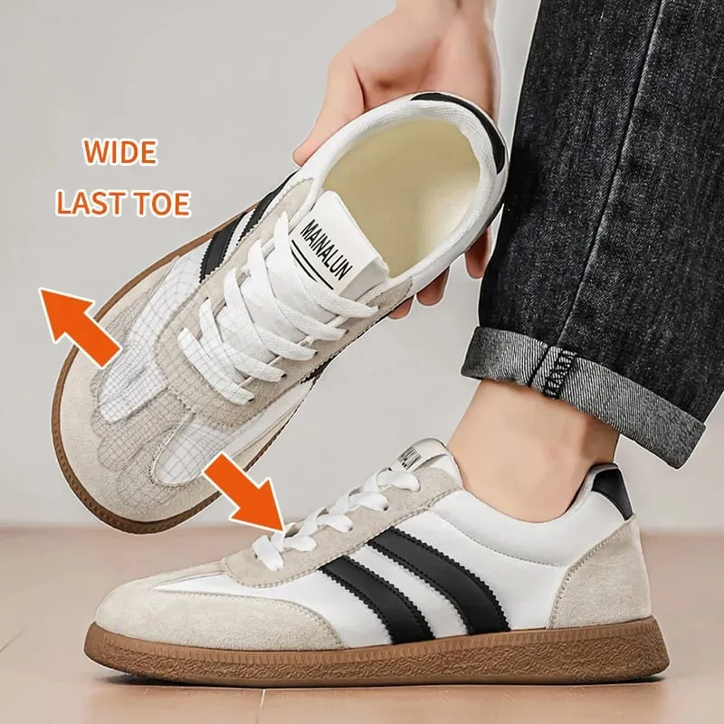 Men's Wide Width Sneakers - Large Size PU Upper & PVC Sole Low-Top Shoes Suitable for Indoor/Outdoor Work Travel Ca