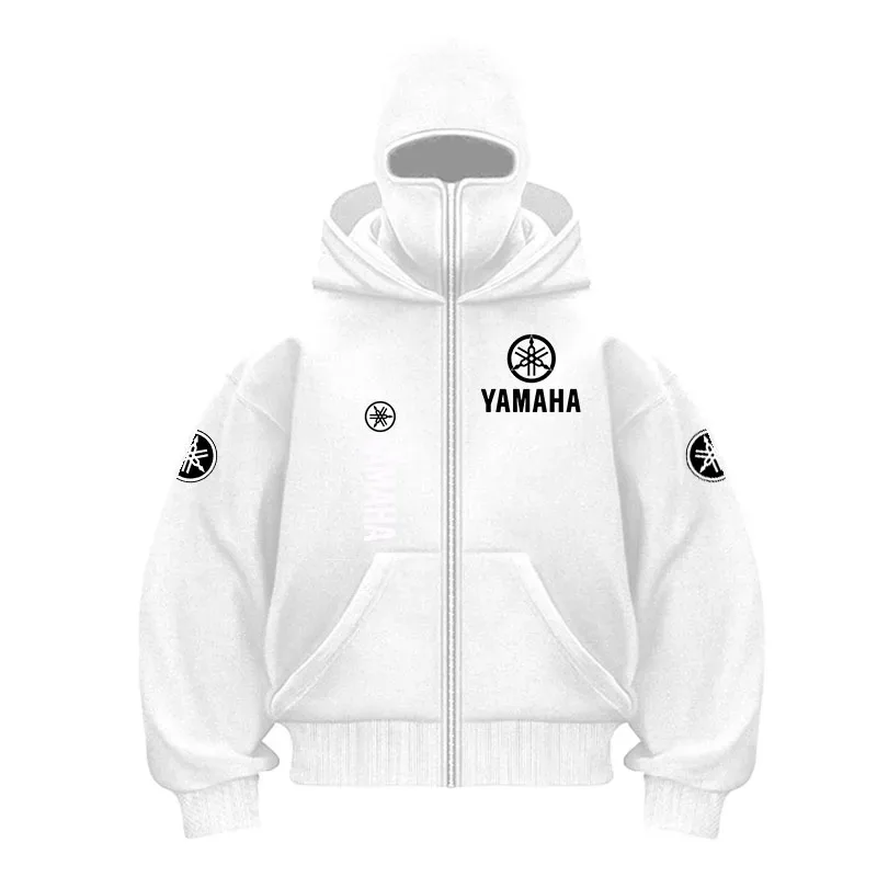 yamaha logo Printed Cotton Cycling Mask Zipper Hoodie Men and Women Autumn and Winter New Style Fashion Casual Retro Cycling Jer