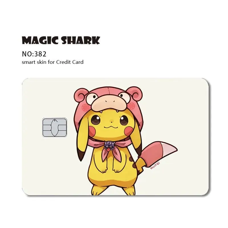 Maigc Shark Cute Pokémons Mewtwo Eevee Pikachu Gengar Adesivo Capa de filme para cartão de crédito de débito sem desbotamento
