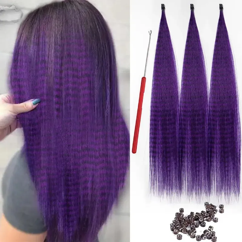 30strands Feather Hair Extension Fake Hair I Tip Rainbow Synthetic Hair 16inch Hairpiece Feather for Hair Extension Y2K Festival