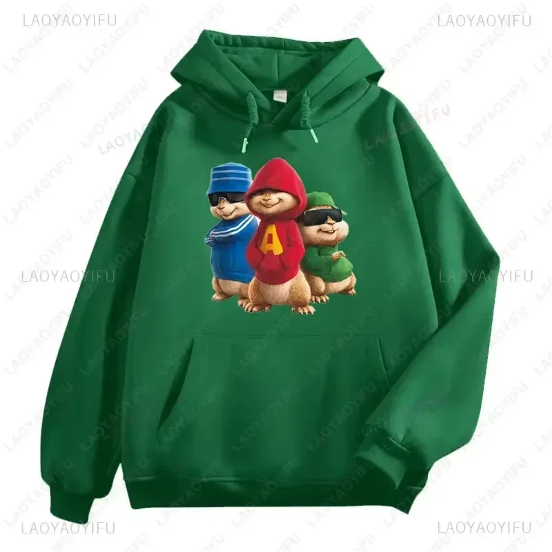 Felpe con cappuccio Anime Alvin and The Chipmunks Felpa con stampa di lettere Eco Friendly A Casual Streetwear Pullover unisex promo