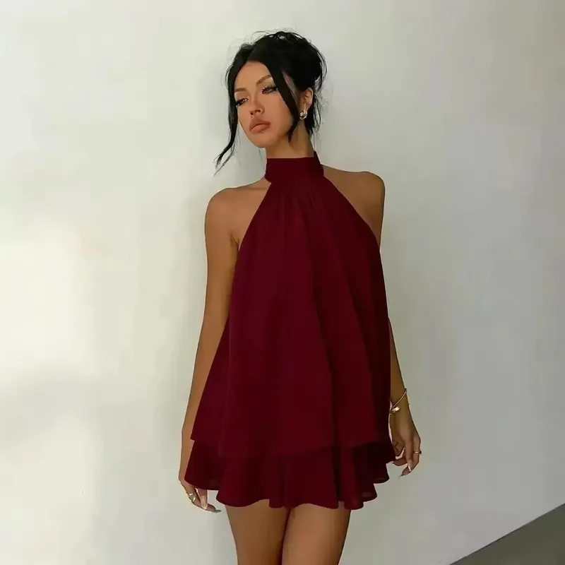 Women's Casual Dresses Woman Clothes Elegant Party Solid-color Beachwear Slim-fitting Sexy Backless Skirt Dress Female Clothing