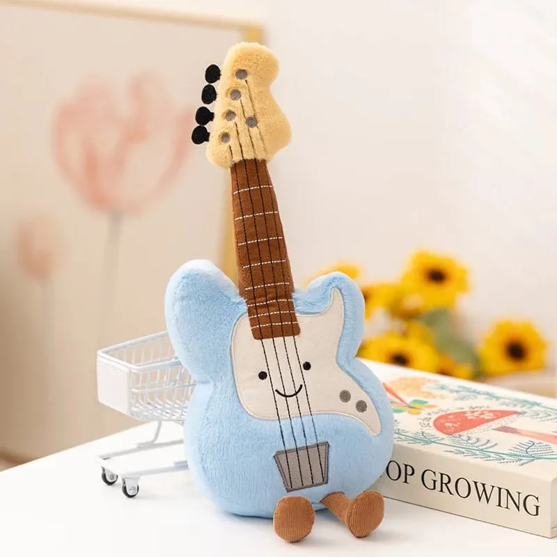 Musical Instrument Plush Toy Stuffed Kawaii Adorable Saxophone Bass White Piano Humanoid Doll with Legs Decor Gift