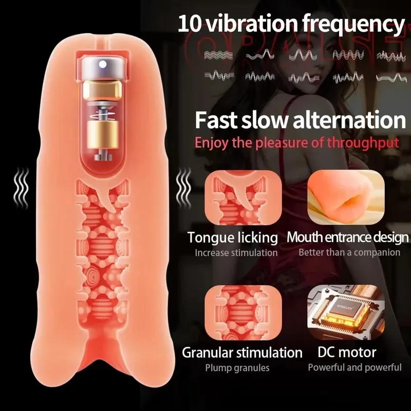 Automatic Male Masturbator Cup Vibrator Tongue Licking Blowjob Real Vagina Pocket Pussy Penis Oral Sex Toy For Adult Men Sex — image 4