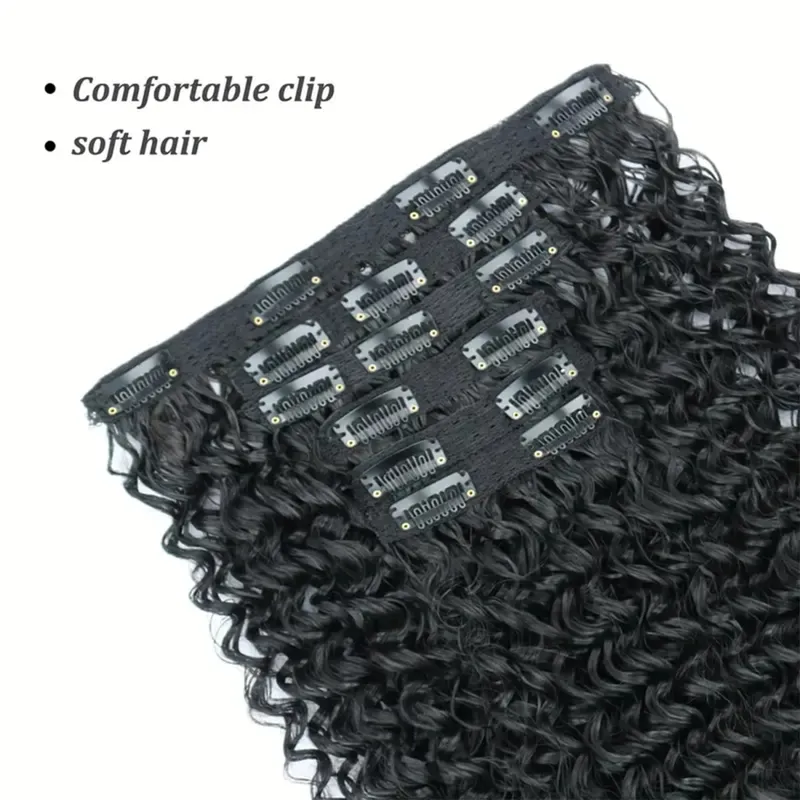 Synthetic 16 Clip In Hair Extensions Kinky Curly Fluffy Black Blonde Full Head Fake Pieces Hair Extensions For Black Women
