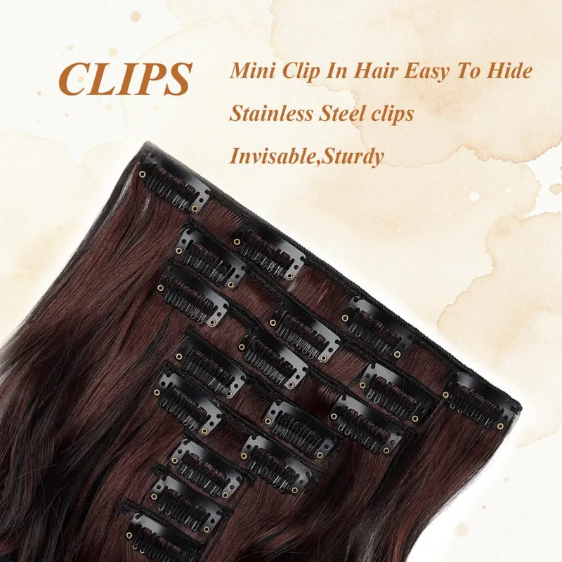 Clip In Hair Extension Curly 24 Inch 8 Pieces Hair Extensions for Women Daily Wear Work & Casual Styling Synthetic Hair Pieces