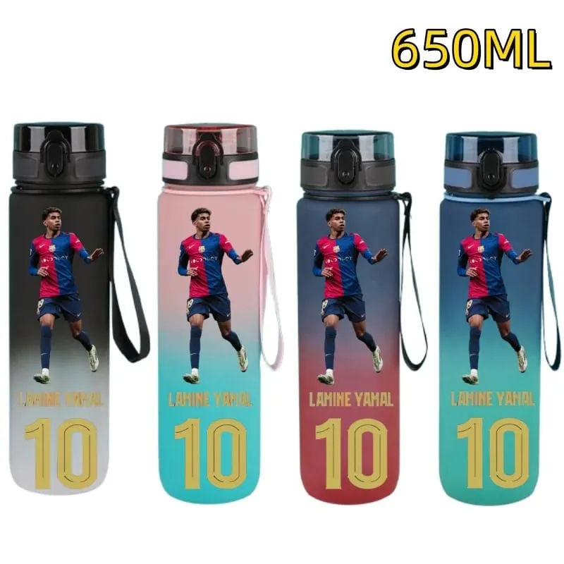 650ml Football Star Water Cup Lamine Yamal Portable Outdoor Large Capacity Sports Fitness Flip Cover Drinking Bottle Fans Gifts
