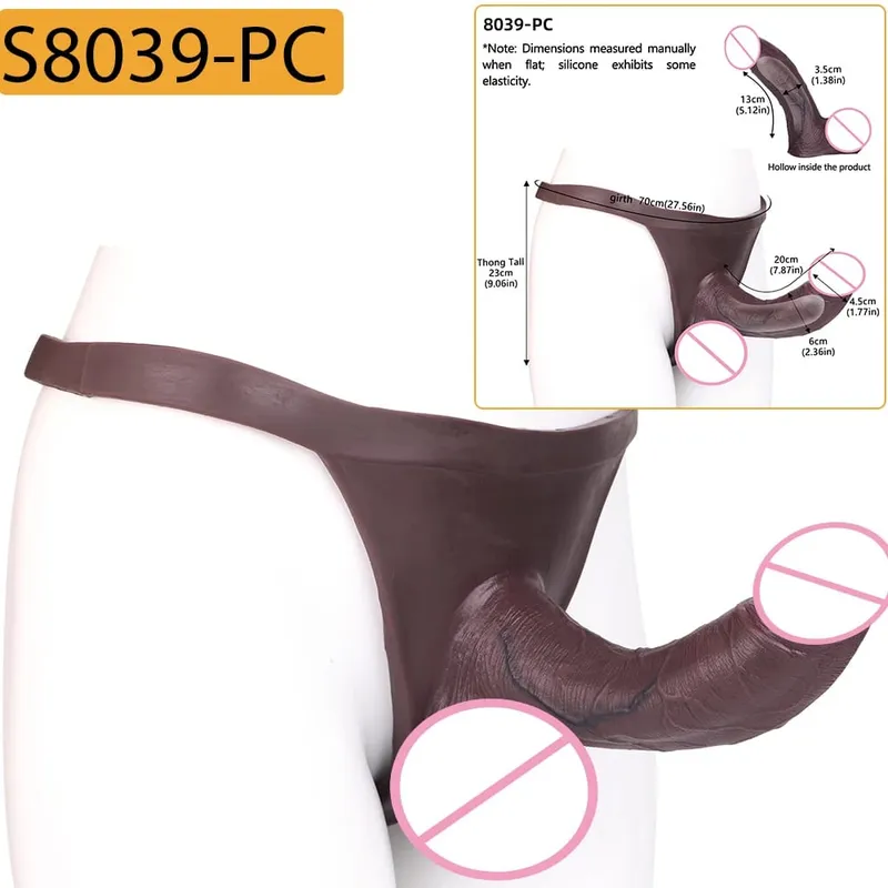 Real Veins Male Penis Sleeve Pants Lifelike Soft Hollow Dildo Men's Wearable Delay Ejaculation Sex Toy Strapon Cock Cover