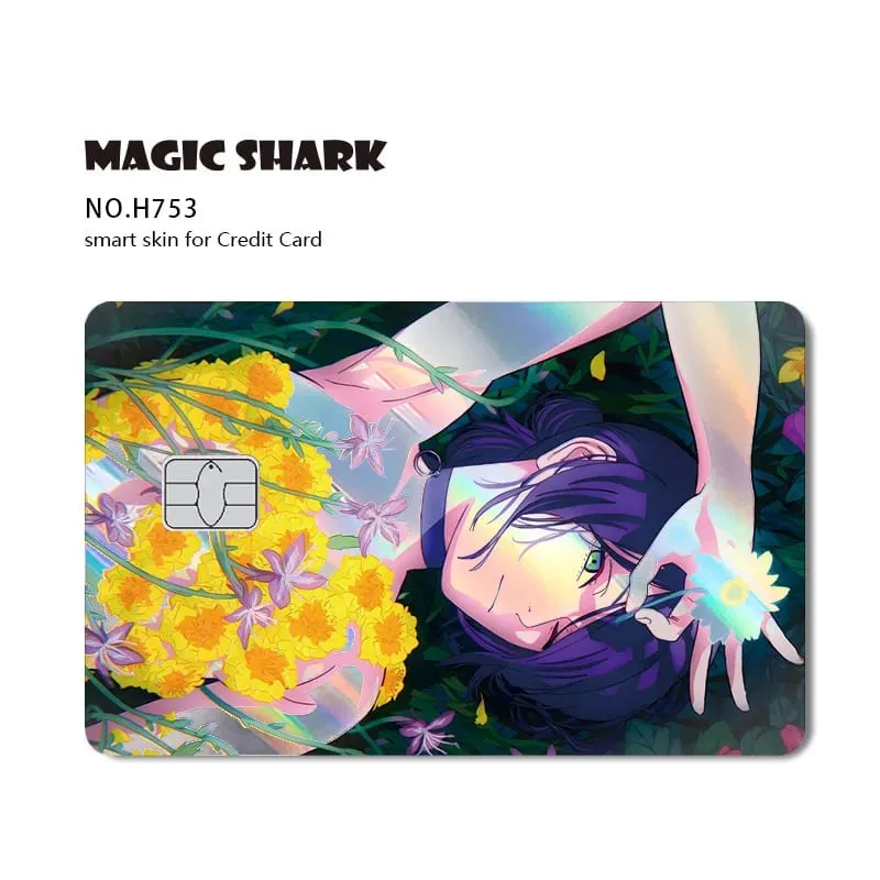Magic Shark Reze Pretty Girl Holographic Shinny Laser Skin Credit Debit Bank Film Skin Cover Sticker
