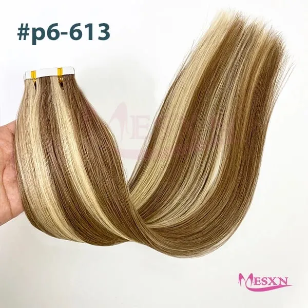 High Quality Tape in Extensions 100% Human Hair Invisible SKin Weft 613 color Adhesive Real Natural Hair For Women