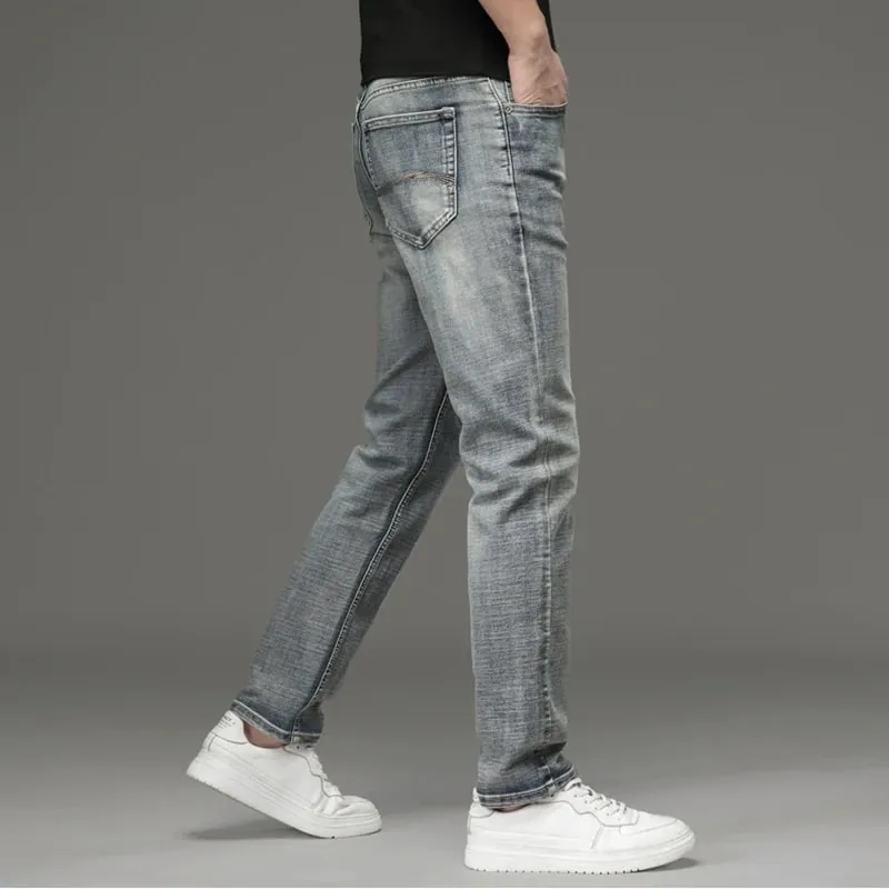Jean extensible pour hommes, coupe régulière, Business décontracté, Style classique, mode, pantalon en Denim, Vintage, noir, bleu, nouvelle collection 2026