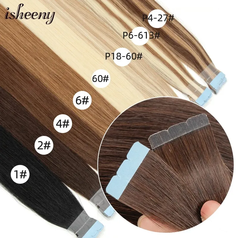 Blond mini taśma w ludzkich doczepach z włosów 12-24 cali bezszwowa taśma klejąca włosy na kleju 10 sztuk/paczka naturalne proste włosy