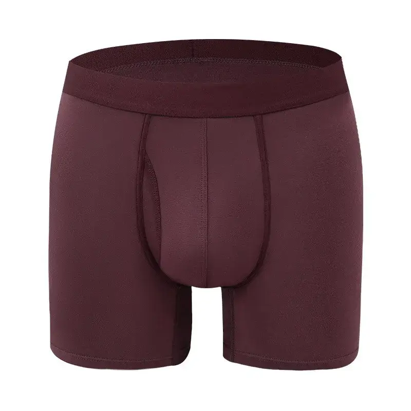 Big Pouch Men Bamboo Fiber Boxer Briefs Breathable Underwear With Fly Opening Mid Waist Sports Trunks Moisture Wicking Soft Cool