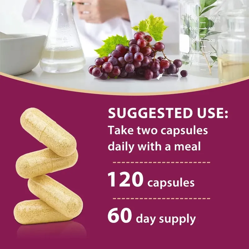 Red Grape Powder + Resveratrol Supplement Antioxidant Supports Heart Joint Brain Immune Health & Anti-Aging Non-GMO