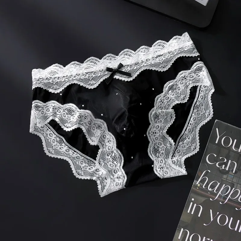 Men Sexy Lace Briefs Sweet Women Style Panties for Men Mid Waist Sheer Ice Silk Seamless Underwear Stretch U Convex Underpant — image 13