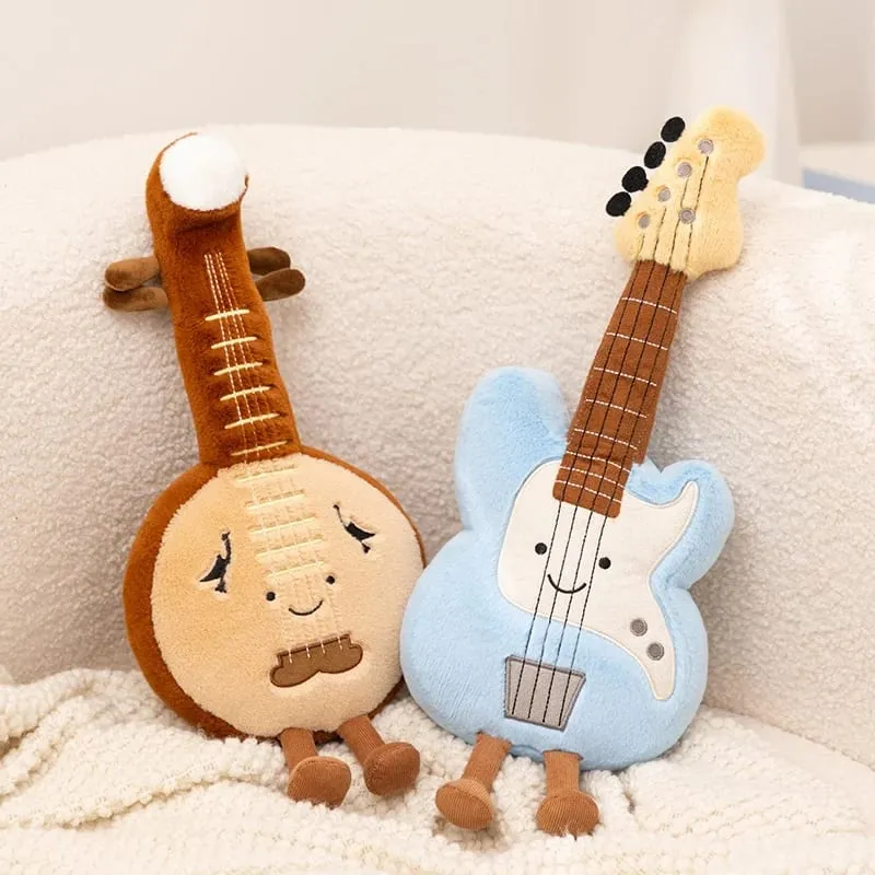 Musical Instrument Plush Toy Stuffed Kawaii Adorable Saxophone Bass White Piano Humanoid Doll with Legs Decor Gift