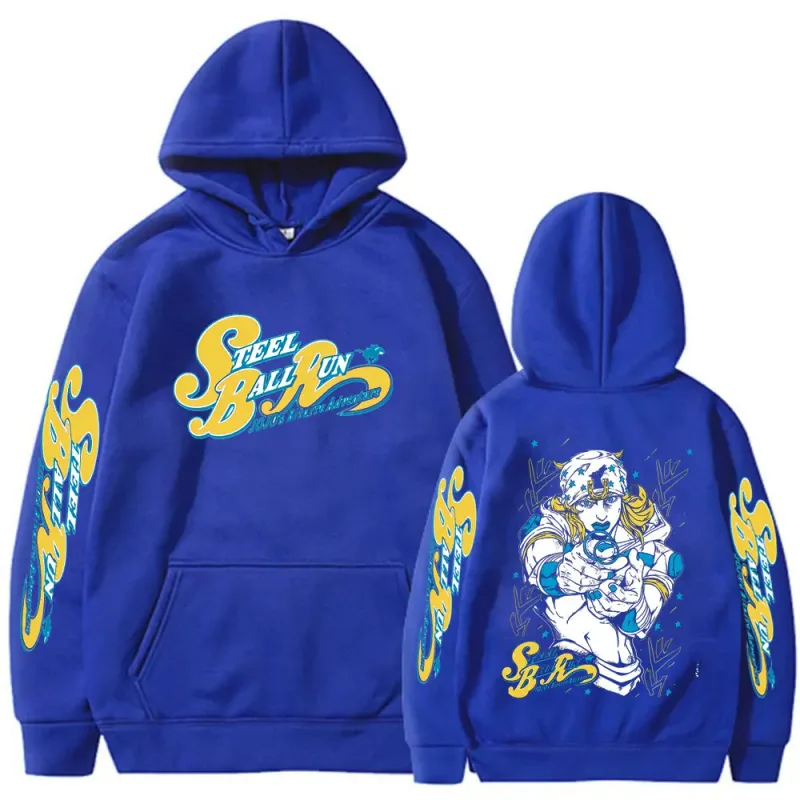Anime Jojo Bizarre Adventure STEEL BALL RUN Jonathan Joestar Hoodies Men Women Clothing Hip Hop Oversized Hooded Sweatshirts