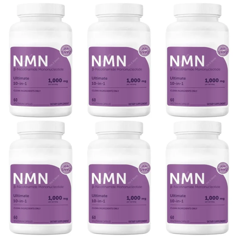NMN-Kapseln 1000 mg pro Portion mit Resveratrol CoQ10, Vitamin C, vegane Formel, tägliche Wellness-Ergänzung, saubere Inhaltsstoffe, 120 ct