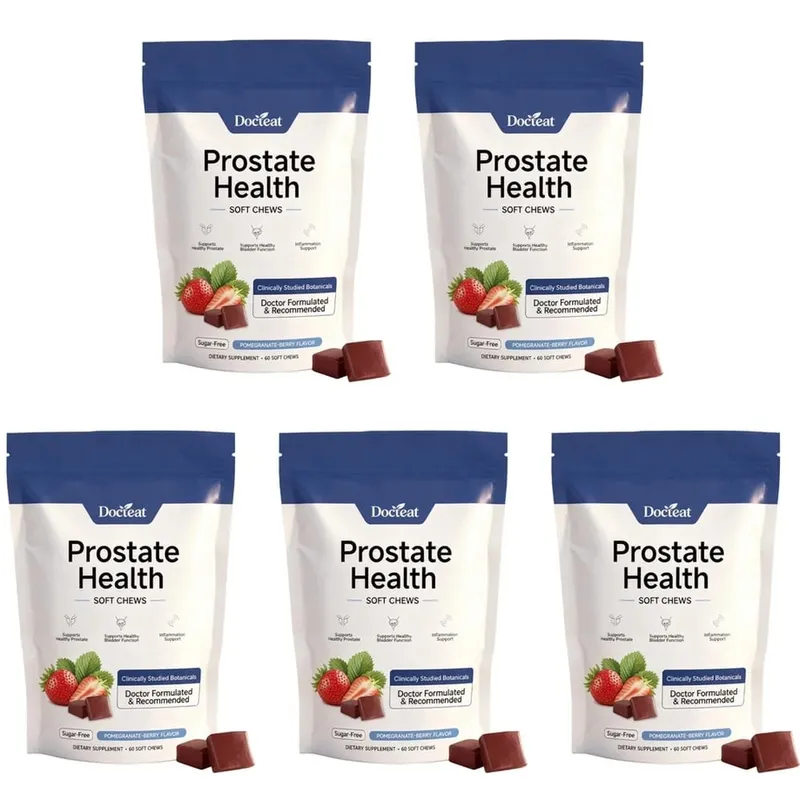 Docteat Prostate Health Gummies with Vitamin C Sugar-Free Pomegranate-Berry Flavor Immune Balance Antioxidant Support 60 Gummies