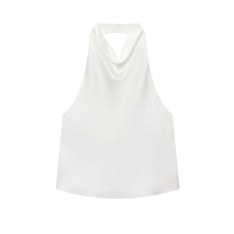 Satin Halter Tops for Women off Shoulder Backless Tops Woman 2026 Sexy Strapless Women's Tops Camisole Beach Top Female