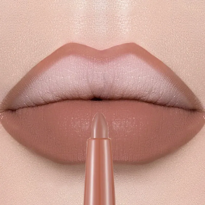 Matte Lip Liner Lipstick Pen Rotating Not Easy To Fade Rose Gold Lipliner Pencil Waterproof Non-Stick Cup Brown Lipliner Makeup