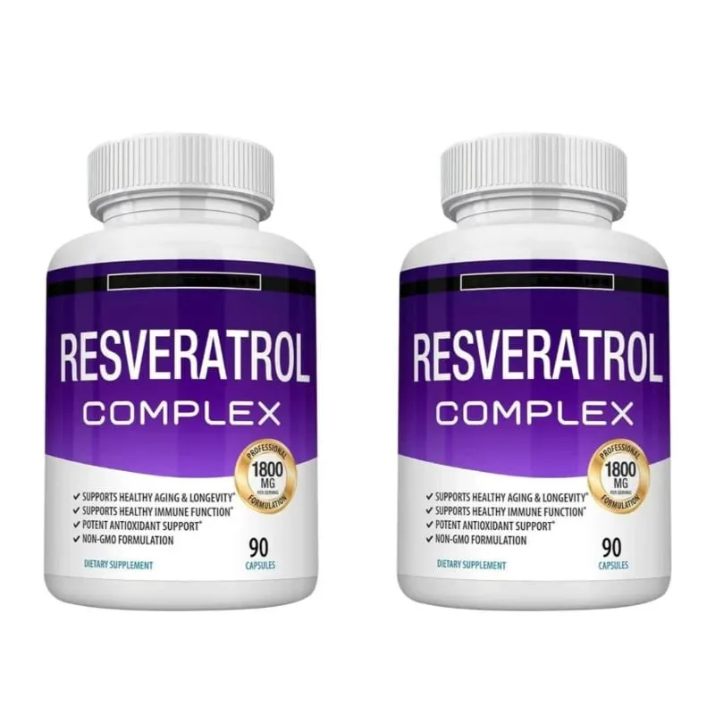 Resveratrol Supplement 1800 Mg Antioxidant Complex for Healthy Aging Health Support Immune System for Men Women 90 Capsules