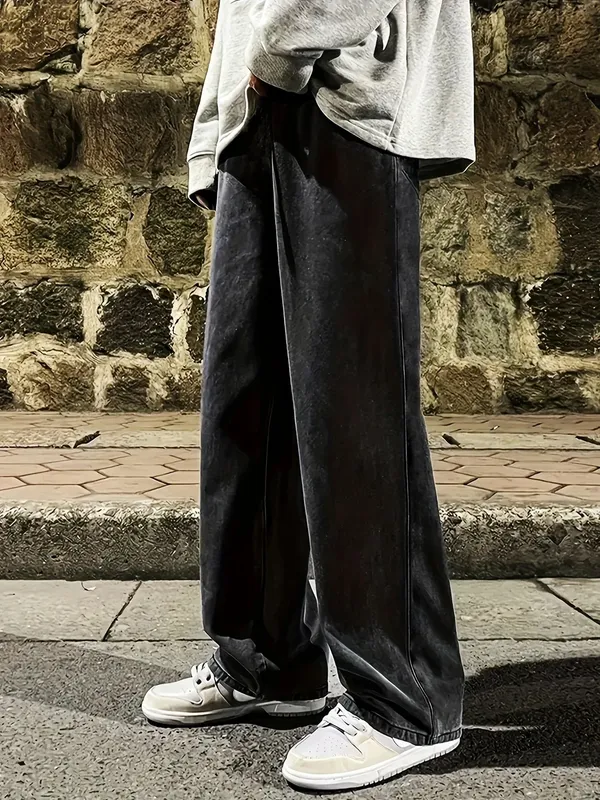 Jean multi-poches coupe régulière pour hommes, Style de rue, Denim mélangé en coton, noir, gris, Non extensible, vêtements toutes saisons, classique Desi