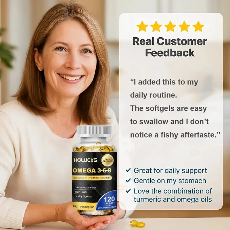 Omega 3-6-9 Fish Oil Capsules for Heart Brain Health & Healthy Digestion Cognitive Function Immune Support