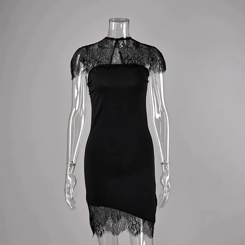 Linad Sexy White Off The Shoulder Mini Dress Spring Elegant Lace High Waist Asymmetrical Dresses Fashion Slim Dress Women 2026