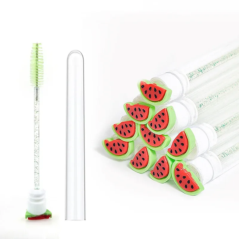 10PCS/Set Fruit Collection Mascara Brush Reusable Lash Brush Tube Spoolies Lash Extension Brushes Applicators Makeup Tools