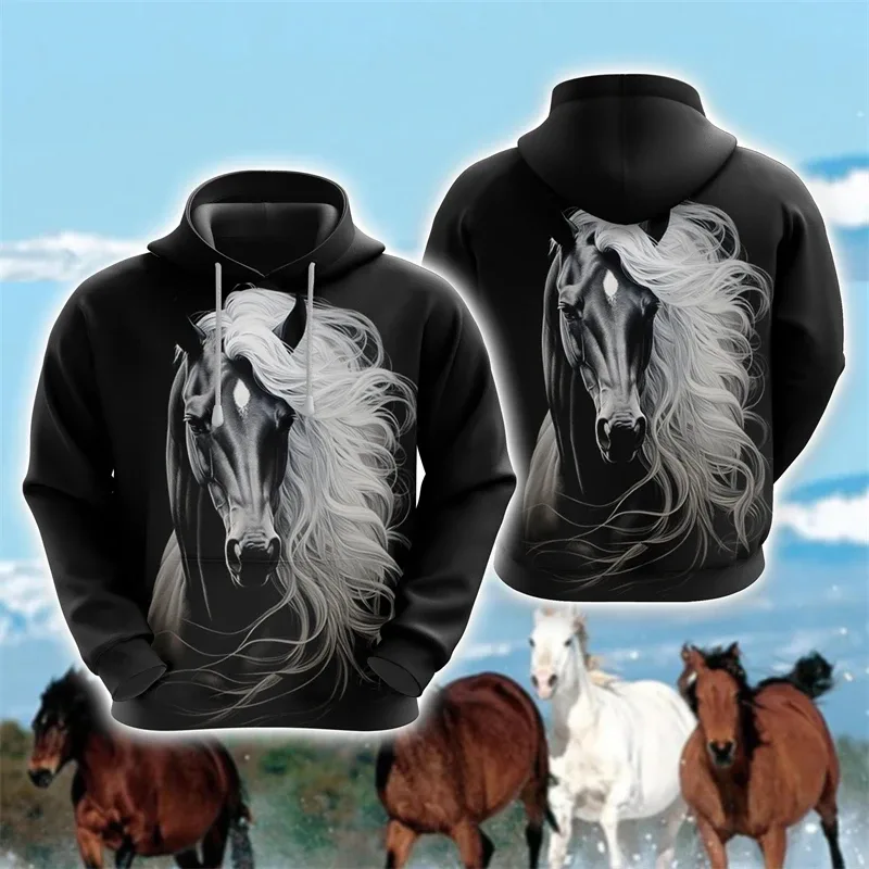 Animal Horse 3D Print Hoodies Autumn Men Women Casual Fashion Oversized Sweatshirts Hoodie Male Pullovers Tracksuit Man Clothing