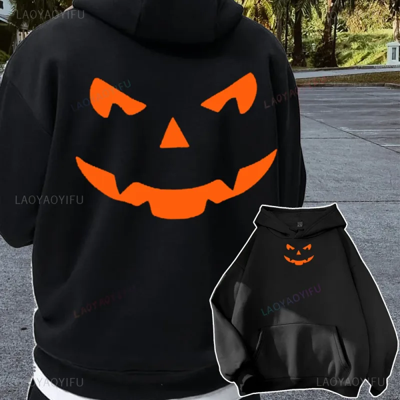 Halloween Pumpkins Hoodies Casual Long Sleeves Hooded Interesting Pumpkin FaceSweatshirts Cool Halloween Men Women Pullover Tops