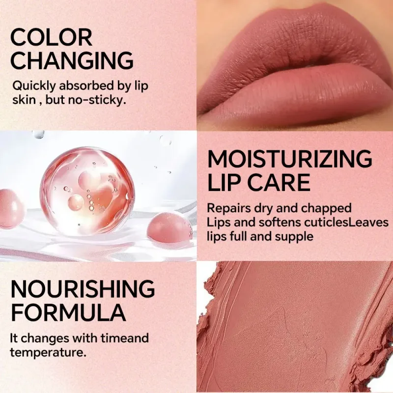 Batom creme antiaderente, brilho labial de longa duração, brilho labial fosco, à prova d'água e fácil de aplicar maquiagem