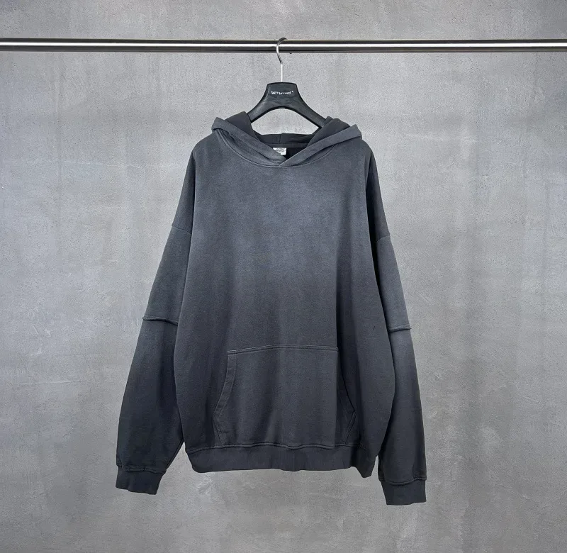 New Autumn Winter Men 400gsm Hoodies Streetwears High Street Heavy Weight Washed Cotton Sweatshirts Brand Tracksuit