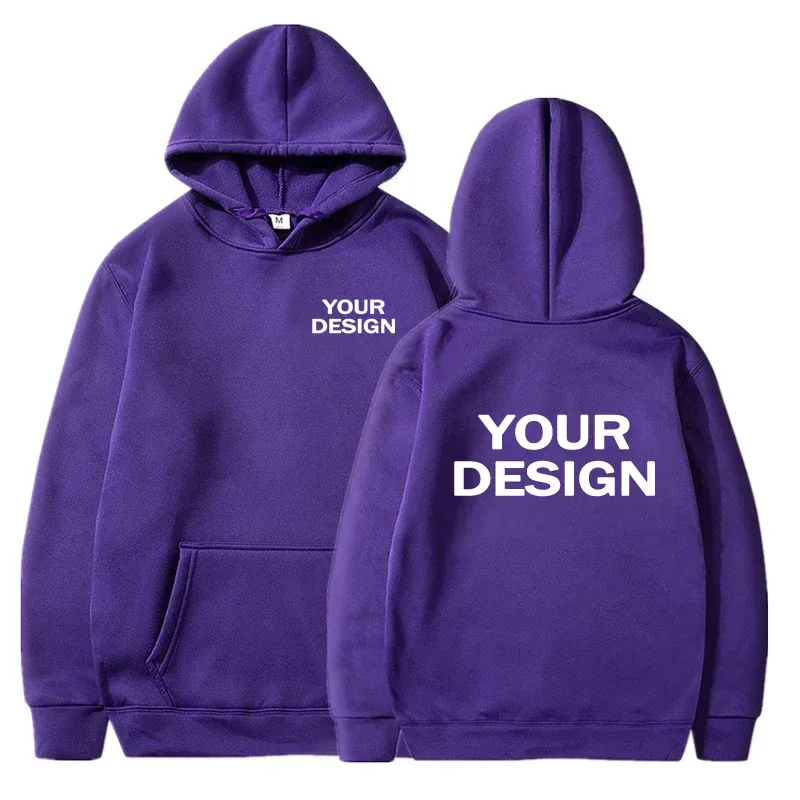 Customized printed men's and women's hoodies, loose casual solid color hoodies, personalized street long sleeved sweatshirts