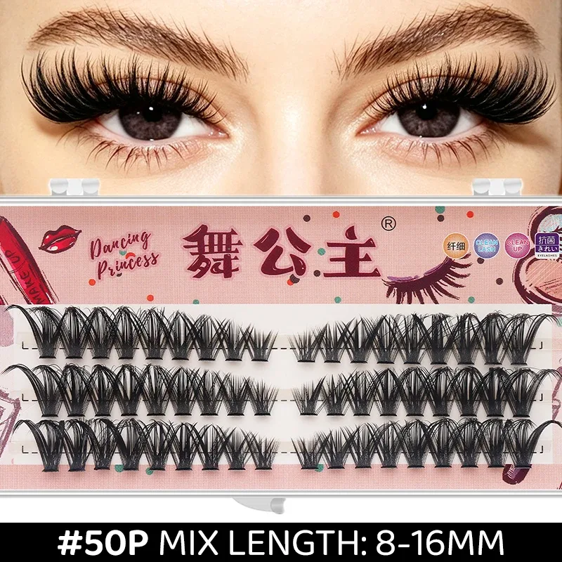 3 Rows DIY Thick Individual Cluster Lash Extensions Segmented Natural Lash Clusters Eye Style Self-graft Lashes Makeup