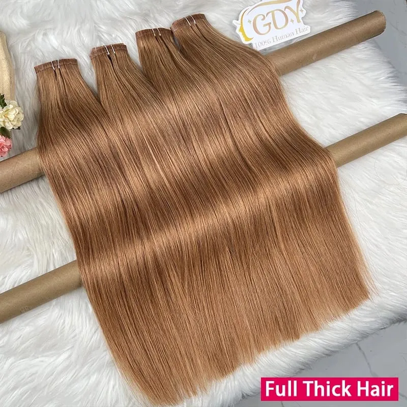 #30 Color Straight Invisible Seamless Clip in Hair Extensions PU Clip Ins 7Pcs/Set 100g 100% Raw Virgin Human Hair Full Head — image 5