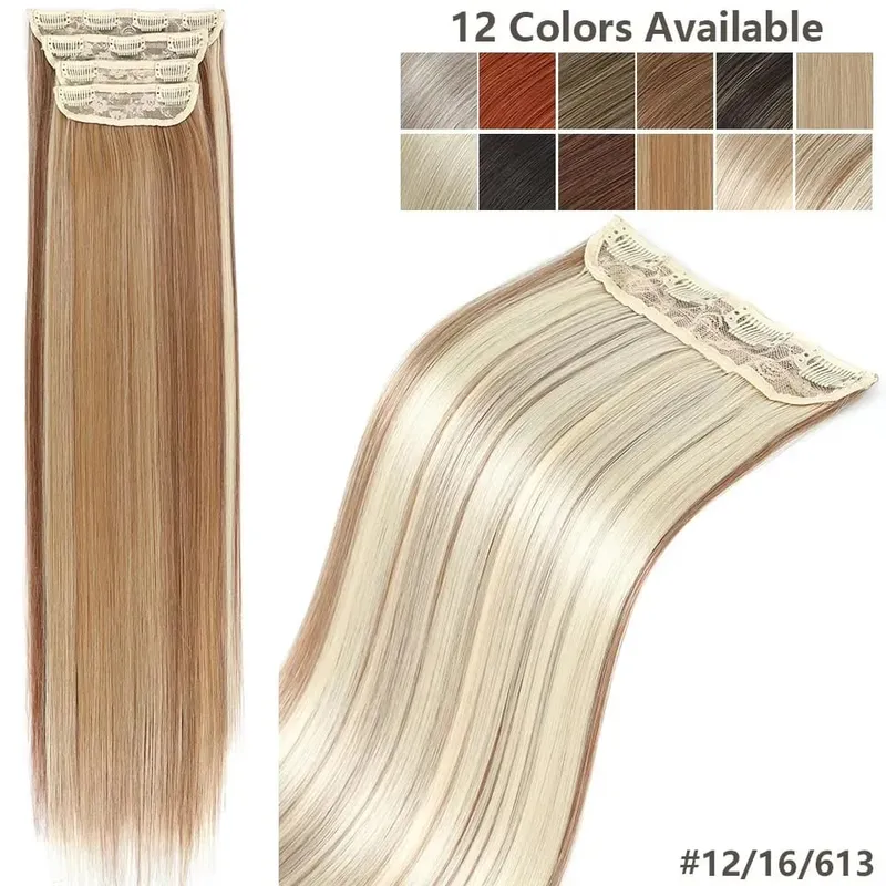 24Inches 200Grams M888 Ombre Blond 27/613 4Clips In Straight Hair Extensions Bio Heat Resistant Soft Nature Synthetic Hairpieces
